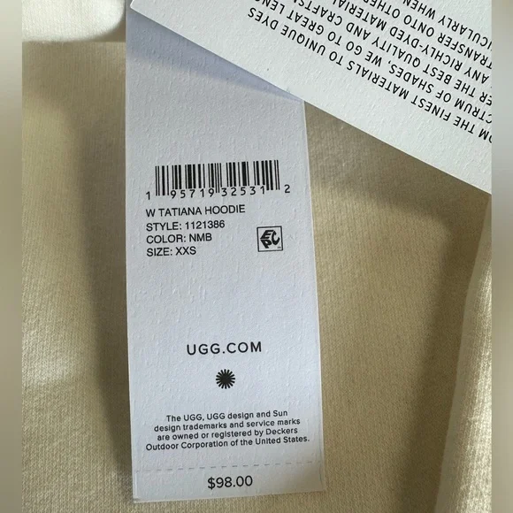 Women’s Ugg Hoodie, Cream, Size XXS, New w/Tags - Picture 5 of 5